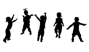 Silhouettes of kids jumping