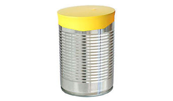 Tin can with covered lid