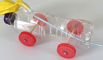 Car built from a plastic bottle
