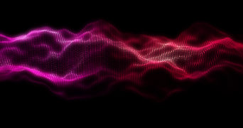 pink and purple radio waves on a black background