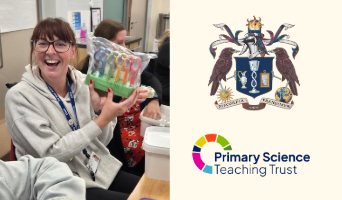teacher receiving essential science resources thanks to donations from the Worshipful Company of Glass Sellers