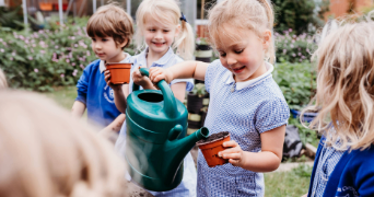 children engaged in outdoor learning